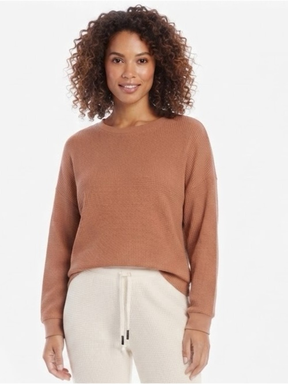 Sage Collective Waffle Knit Ribbed Top
